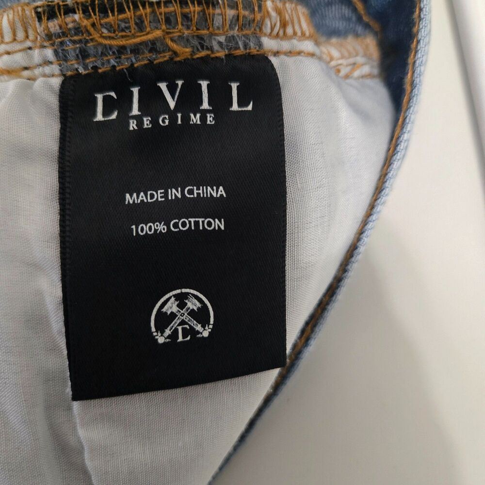 Civil Regime Distressed Denim Bermuda Shorts – 100% Cotton, Raw Hem, Size W30 - Picture 13 of 16
